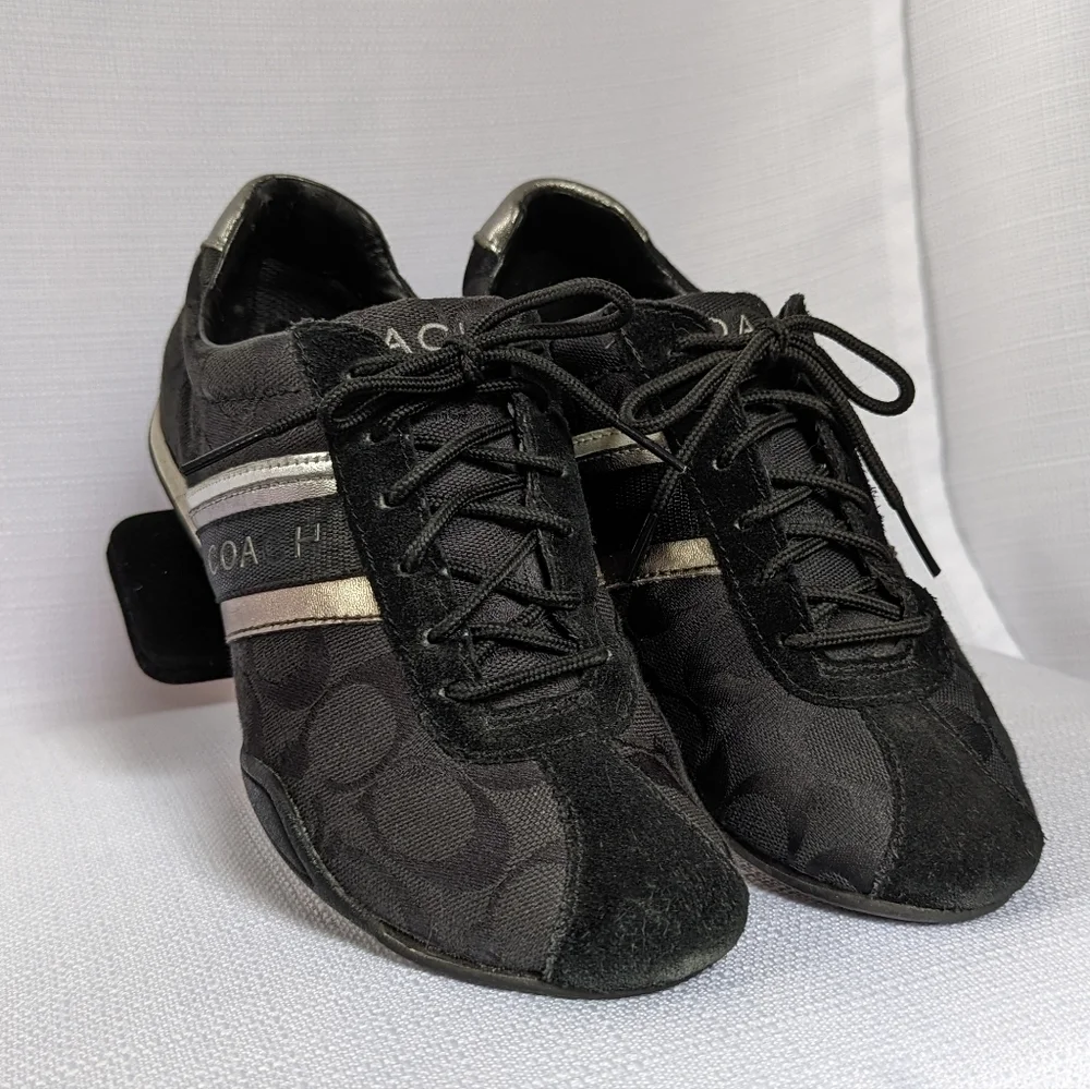 Black‎ Canvas and Suede Jayme Coach Sneakers